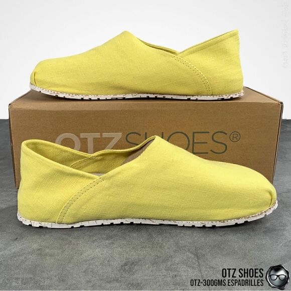OTZ SHOES OTZ-300GMS LINEN ESPADRILLES MINIMALIST SLIP ON IN YELLOW WITH CORK main image 10